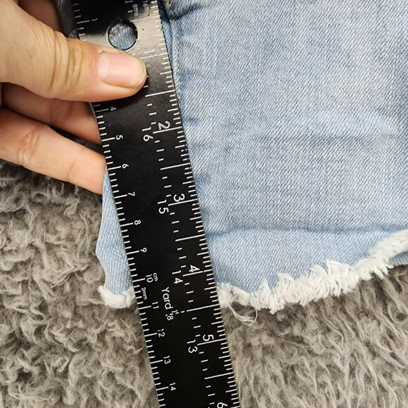 J. Crew Shorts Womens 29 Blue Button Fly LStretch Denim Cut Off Jorts - Picture 5 of 10